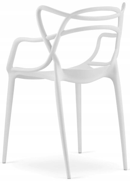 Ekspand | Sada židlí s prolamovaným designem – 4 kusy – bílá – ergonomické – skandinávský nábytek