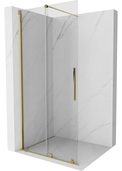 Mexen Velar, posuvné dveře do otvoru typ Walk-In 80 cm, 8mm čiré sklo, zlatá lesklá, 871-080-000-03-50