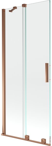 Mexen Velar, 2-křídlová posuvná vanová zástěna 80 x 150 cm, 8mm čiré sklo, růžové zlato, 896-080-000-01-60