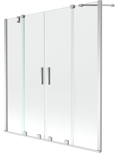 Mexen Velar Duo, 2-křídlová posuvná vanová zástěna 140 x 150 cm, 8mm čiré sklo, chromový profil, 896-140-000-02-01