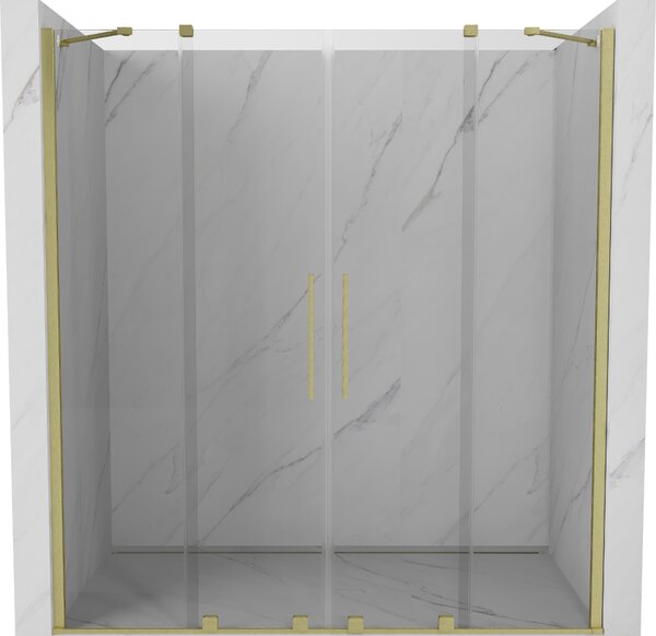 Mexen Velar Duo, posuvné dveře do otvoru 170x200 cm, 8mm čiré sklo, zlatá matná, 871-170-000-02-55