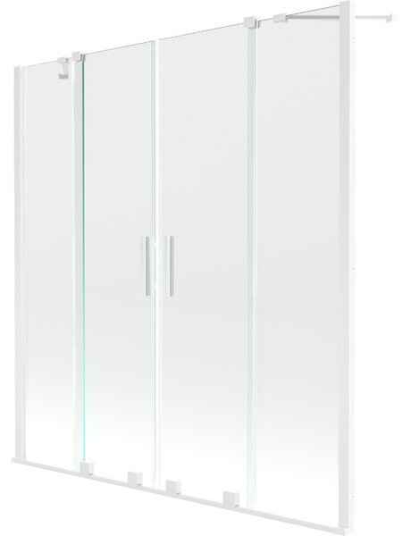 Mexen Velar Duo, 2-křídlová posuvná vanová zástěna 140 x 150 cm, 8mm čiré sklo, bílý profil, 896-140-000-02-20