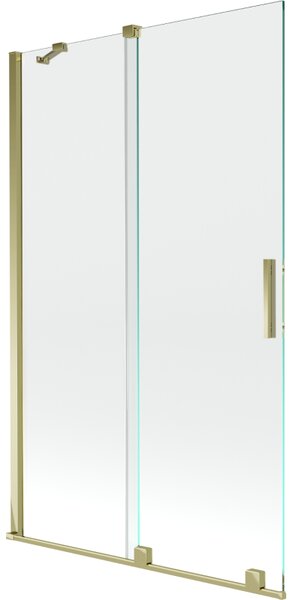 Mexen Velar, 2-křídlová posuvná vanová zástěna 110 x 150 cm, 8mm čiré sklo, zlatý lesklý profil, 896-110-000-01-50