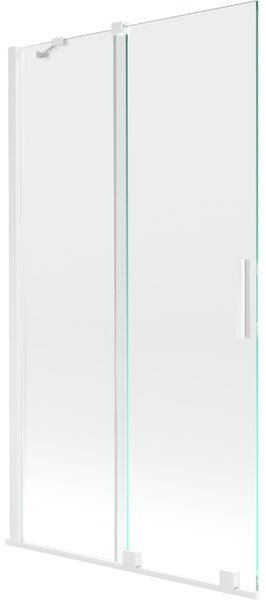 Mexen Velar, 2-křídlová posuvná vanová zástěna 100 x 150 cm, 8mm čiré sklo, bílý profil, 896-100-000-01-20