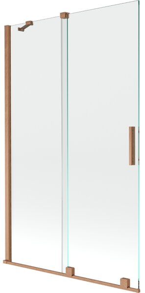 Mexen Velar, 2-křídlová posuvná vanová zástěna 110 x 150 cm, 8mm čiré sklo, měděná matná, 896-110-000-01-65