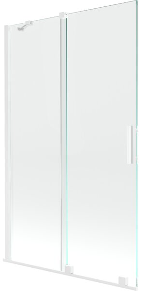 Mexen Velar, 2-křídlová posuvná vanová zástěna 110 x 150 cm, 8mm čiré sklo, bílá, 896-110-000-01-20