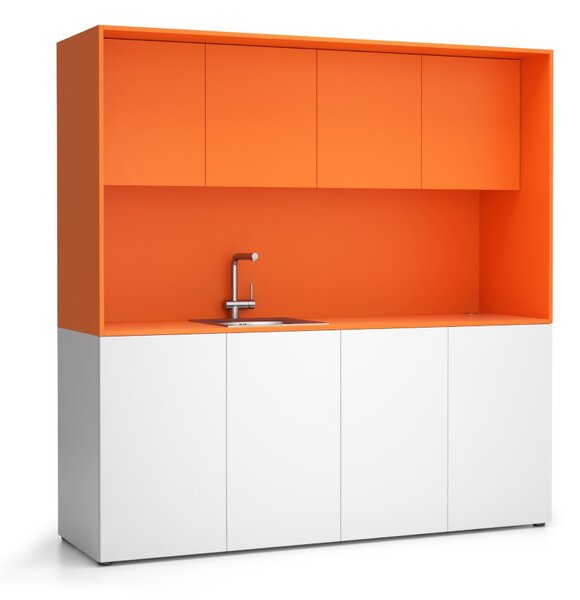 Kuchyňka NIKA se dřezem a baterií 1963 x 600 x 2000 mm, oranžová, levé