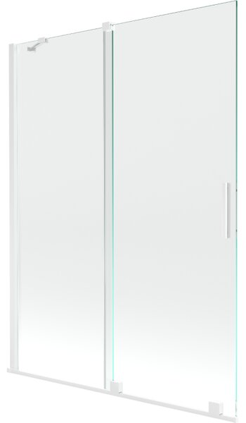 Mexen Velar, 2-křídlová posuvná vanová zástěna 130 x 150 cm, 8mm čiré sklo, bílý profil, 896-130-000-01-20