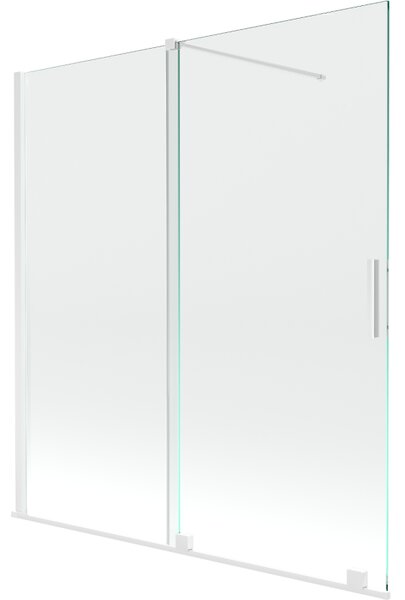 Mexen Velar, 2-křídlová posuvná vanová zástěna 150 x 150 cm, 8mm čiré sklo, bílý profil, 896-150-000-01-20