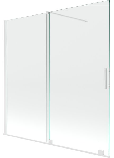 Mexen Velar, 2-křídlová posuvná vanová zástěna 160 x 150 cm, 8mm čiré sklo, bílý profil, 896-160-000-01-20