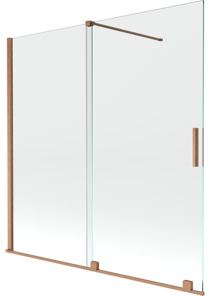 Mexen Velar, 2-křídlová posuvná vanová zástěna 160 x 150 cm, 8mm čiré sklo, měděná matná, 896-160-000-01-65