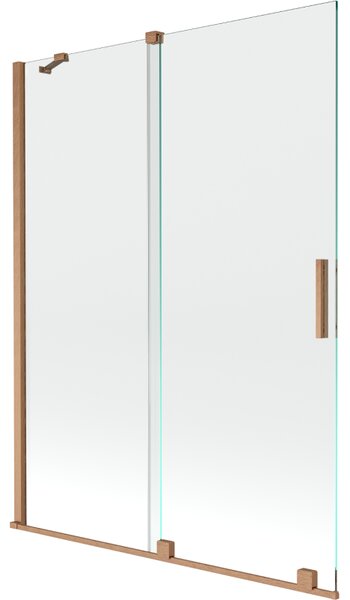 Mexen Velar, 2-křídlová posuvná vanová zástěna 130 x 150 cm, 8mm čiré sklo, měděná matná, 896-130-000-01-65