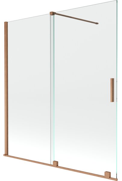 Mexen Velar, 2-křídlová posuvná vanová zástěna 150 x 150 cm, 8mm čiré sklo, měděná matná, 896-150-000-01-65