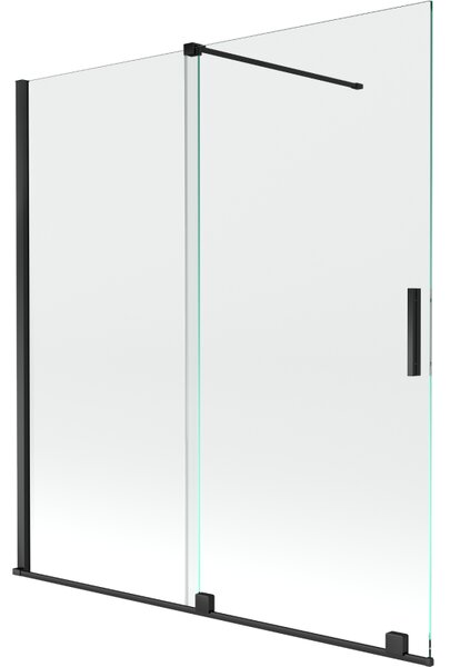 Mexen Velar, 2-křídlová posuvná vanová zástěna 150 x 150 cm, 8mm čiré sklo, černá matná, 896-150-000-01-70