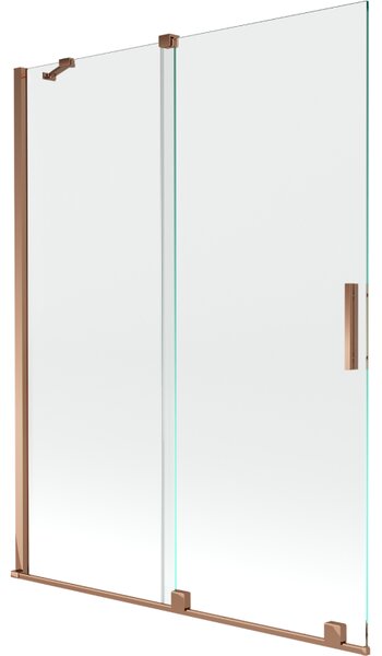 Mexen Velar, 2-křídlová posuvná vanová zástěna 130 x 150 cm, 8mm čiré sklo, růžové zlato, 896-130-000-01-60
