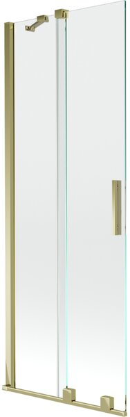 Mexen Velar, 2-křídlová posuvná vanová zástěna 70 x 150 cm, 8mm čiré sklo, zlatý lesklý profil, 896-070-000-01-50