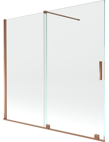 Mexen Velar, 2-křídlová posuvná vanová zástěna 170 x 150 cm, 8mm čiré sklo, růžové zlato, 896-170-000-01-60