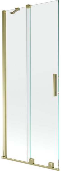 Mexen Velar, 2-křídlová posuvná vanová zástěna 80 x 150 cm, 8mm čiré sklo, zlatý lesklý profil, 896-080-000-01-50