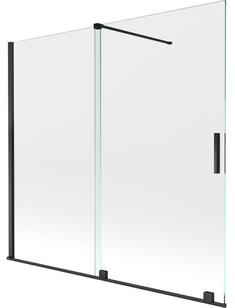 Mexen Velar, 2-křídlová posuvná vanová zástěna 170 x 150 cm, 8mm čiré sklo, černá matná, 896-170-000-01-70