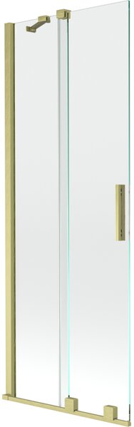 Mexen Velar, 2-křídlová posuvná vanová zástěna 70 x 150 cm, 8mm čiré sklo, zlatý matný profil, 896-070-000-01-55