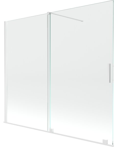 Mexen Velar, 2-křídlová posuvná vanová zástěna 180 x 150 cm, 8mm čiré sklo, bílý profil, 896-180-000-01-20