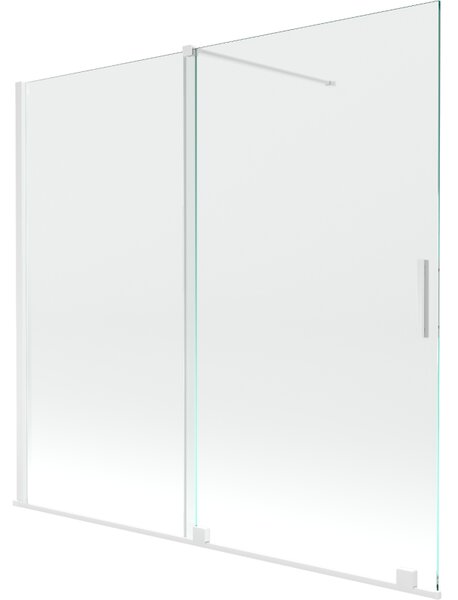 Mexen Velar, 2-křídlová posuvná vanová zástěna 170 x 150 cm, 8mm čiré sklo, bílý profil, 896-170-000-01-20
