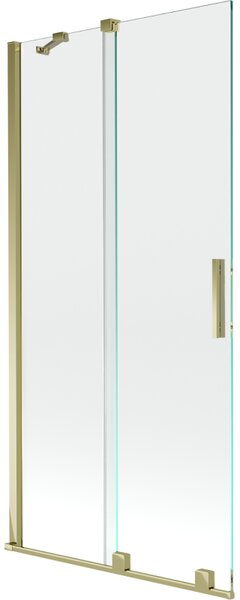 Mexen Velar, 2-křídlová posuvná vanová zástěna 90 x 150 cm, 8mm čiré sklo, zlatý lesklý profil, 896-090-000-01-50