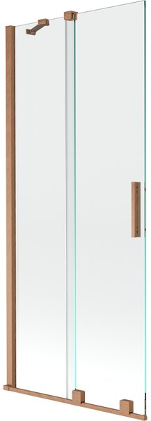 Mexen Velar, 2-křídlová posuvná vanová zástěna 80 x 150 cm, 8mm čiré sklo, měděná matná, 896-080-000-01-65