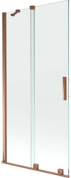 Mexen Velar, 2-křídlová posuvná vanová zástěna 90 x 150 cm, 8mm čiré sklo, růžové zlato, 896-090-000-01-60