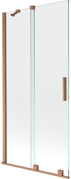 Mexen Velar, 2-křídlová posuvná vanová zástěna 90 x 150 cm, 8mm čiré sklo, měděná matná, 896-090-000-01-65