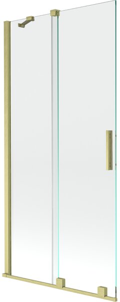 Mexen Velar, 2-křídlová posuvná vanová zástěna 90 x 150 cm, 8mm čiré sklo, zlatý matný profil, 896-090-000-01-55