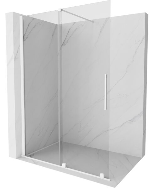 Mexen Velar, posuvné dveře do otvoru typ Walk-In 130 cm, 8mm čiré sklo, bílá, 871-130-000-03-20