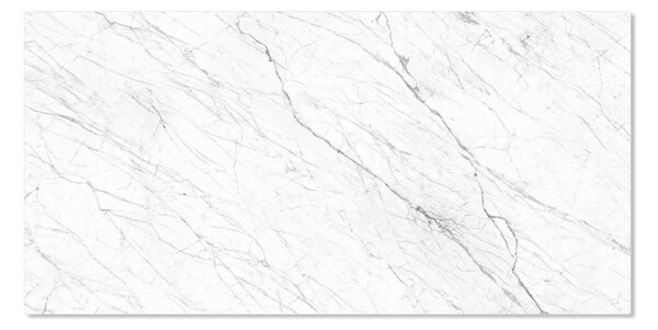 DELIFE Jídelní stůl Edge 200x100 cm keramika Laminam®Statuarietto bílá středová podnož kříž černá
