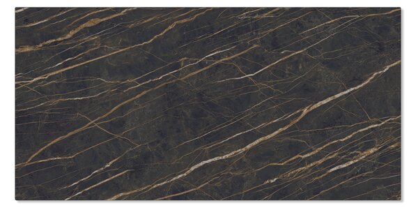 DELIFE Jídelní stůl Edge 200x100 cm keramika Laminam®Noir Desir hnědý středová podnož kříž černá