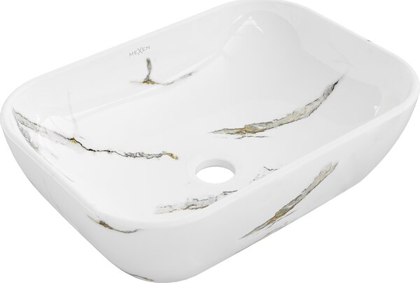 Mexen Rita, umyvadlo na desku 455x325x135 mm, bílá-imitace bílého kamene, 21084581