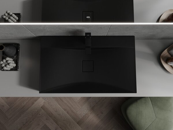Mexen Poli umyvadlo na desku z konglomerátu 1/O 80 x 48 cm, černé - 23028071