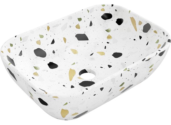 Mexen Rita, umyvadlo na desku 455x325x135 mm, bílá-vzor terazzo, 21084587