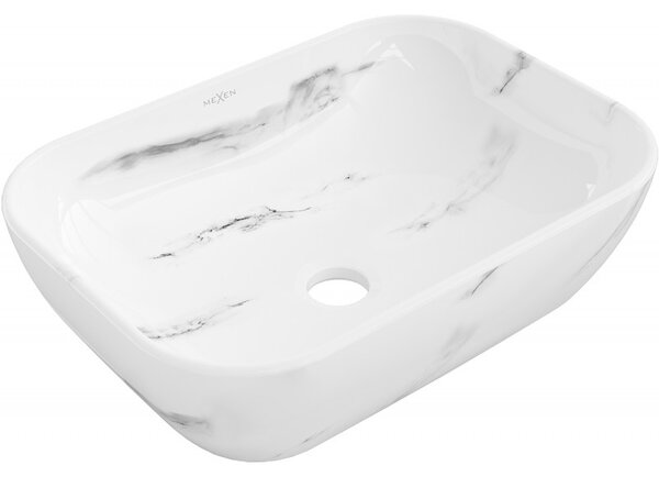 Mexen Rita, umyvadlo na desku 455x325x135 mm, bílá-imitace bílého kamene, 21084582