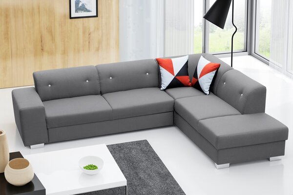 Rohová sedací souprava Dia (tmavě šedá) (P). Akce -20%