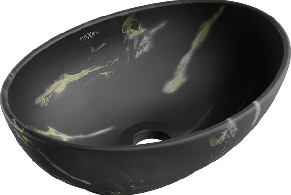 Mexen Elza, umyvadlo na desku 405x330x140 mm, černá-imitace kamene, 21014084