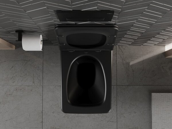 Mexen Vera wc mísa Rimless se sedátkem s pomalým zavíráním slim, duroplast, černá matná - 30164070