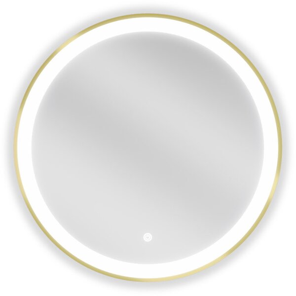 Mexen Esso, kulaté LED podsvícené koupelnové zrcadlo 60 cm, 6000K, topná podložka proti zamlžování, zlatý rám, 9825-060-060-611-50