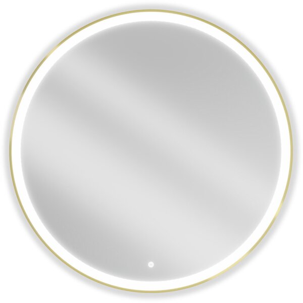 Mexen Esso, kulaté LED podsvícené koupelnové zrcadlo 100 cm, 6000K, topná podložka proti zamlžování, zlatý rám, 9825-100-100-611-50