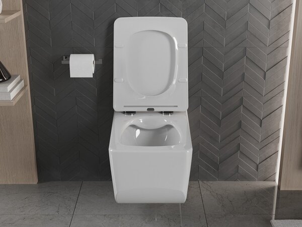 Mexen Vera wc mísa Rimless s pomalu padajícím prkénkem slim, duroplast, bílá - 30164000