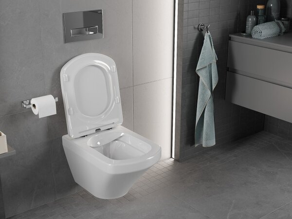 Mexen Vito WC mísa Rimless s pomalu sklopnou deskou slim, duroplast, bílý lesk - 30174000