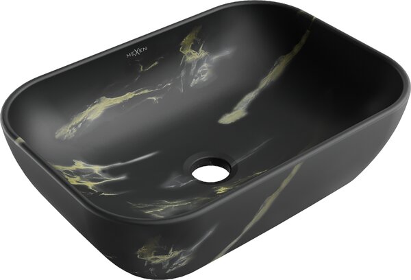 Mexen Rita, umyvadlo na desku 455x325x135 mm, černá-imitace černého kamene, 21084588