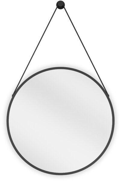 Mexen String, kulaté koupelnové zrcadlo na pásku 50 cm, barva rámu černá matná, 9854-050-050-000-70