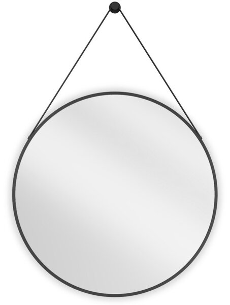 Mexen String, kulaté koupelnové zrcadlo na pásku 70 cm, barva rámu černá matná, 9854-070-070-000-70