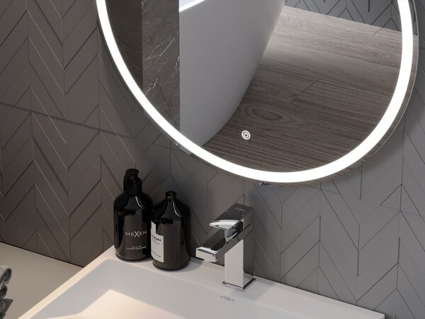 Mexen Gobi koupelnové zrcadlo s podsvícením, kulaté 80 cm, LED 6000K, proti zamlžení - 9801-080-080-611-00