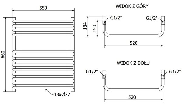 Mexen Apollo koupelnový radiátor 660 x 550 mm, 386 W, černý - W117-0660-550-00-70